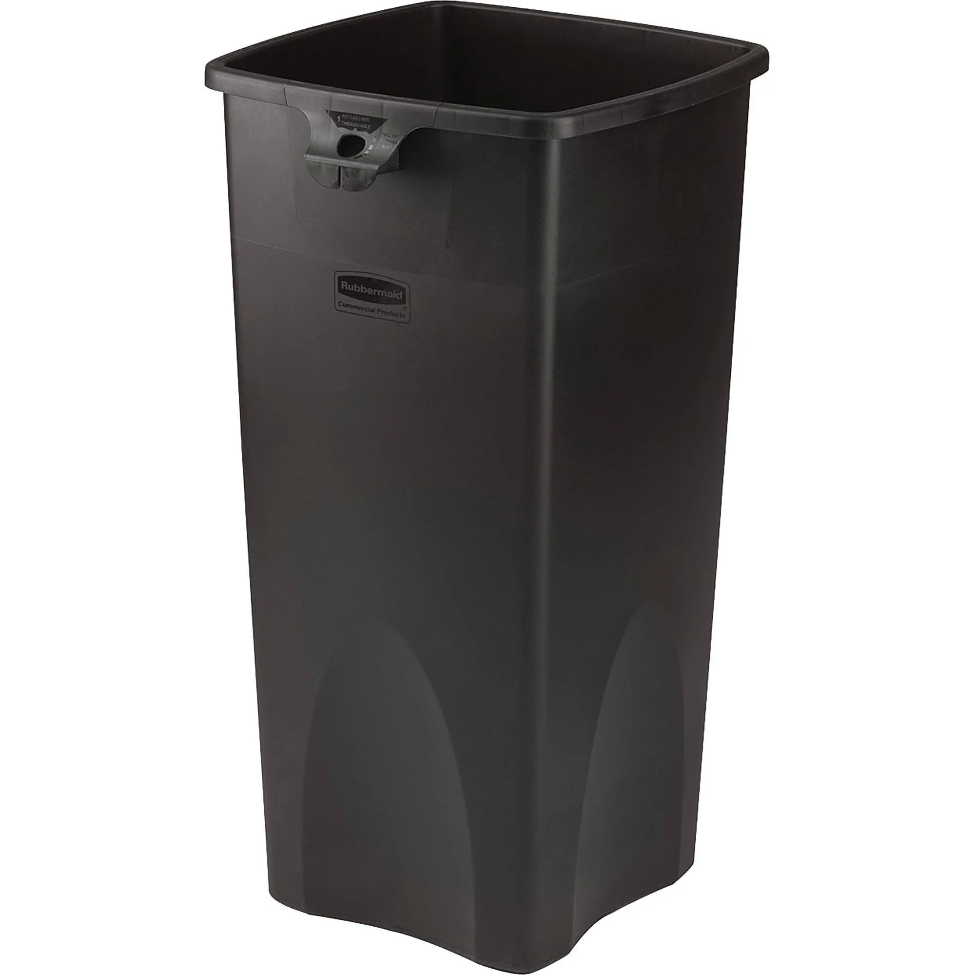 Rubbermaid Commercial Products Untouchable Square Trash/Garbage Can, 23-Gallon, Black, Wastebasket for Outdoor/Restaurant/Office/School/Kitchen