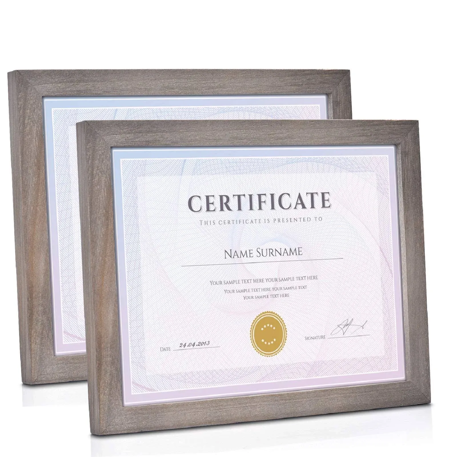 Weathered Grey 8.5x11 Picture Frames Set of 2 Rustic Wood Decorative Frames