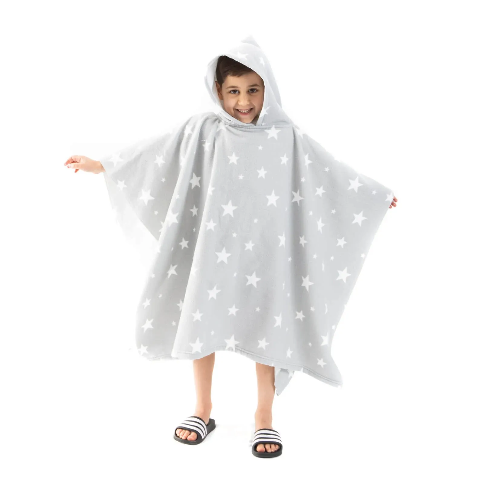 Dreamscene Towel Poncho Kids, Changing Robe Kids Hooded Towel Summer Holiday Boys Girls Swimming Pool Beach Surfing Bath Quick Dry Soft Microfiber, Poncho Towels for Kids Star One Size 55"x40"