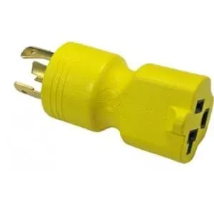 Conntek 30123 20 to 15/20-Amp Generator Locking Adapter with NEMA L5-20P to 5-15/20R Yellow 30123