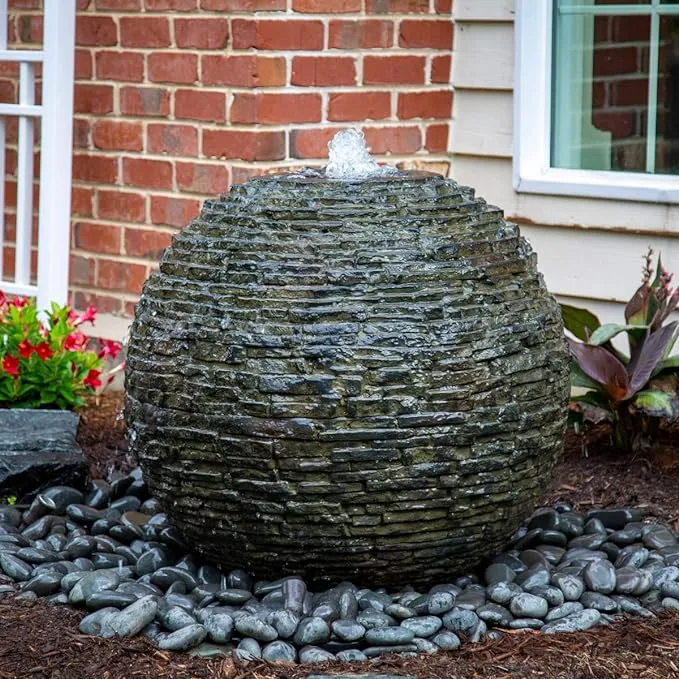 Aquascape - Medium Stacked Slate Sphere Landscape Fountain Kit