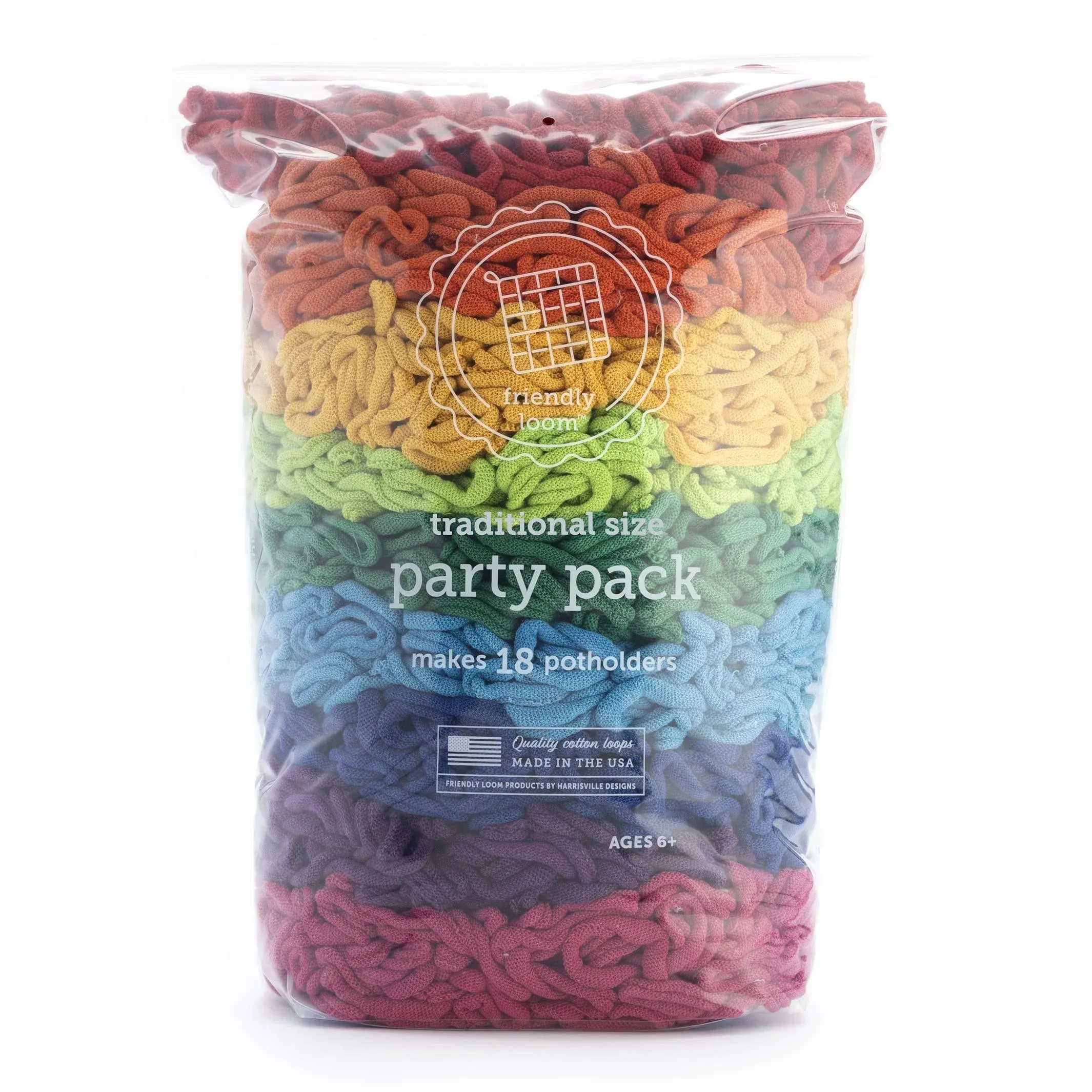 Friendly Loom - Pro Size Potholder Loops - Party Pack Rainbow / Pro