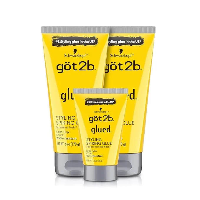 Got2B Schwarzkopf Glued Spiking Glue Hair Gel, Water Resistant, Strong Hold for Up to 72 Hours, 150 ml,package may vary