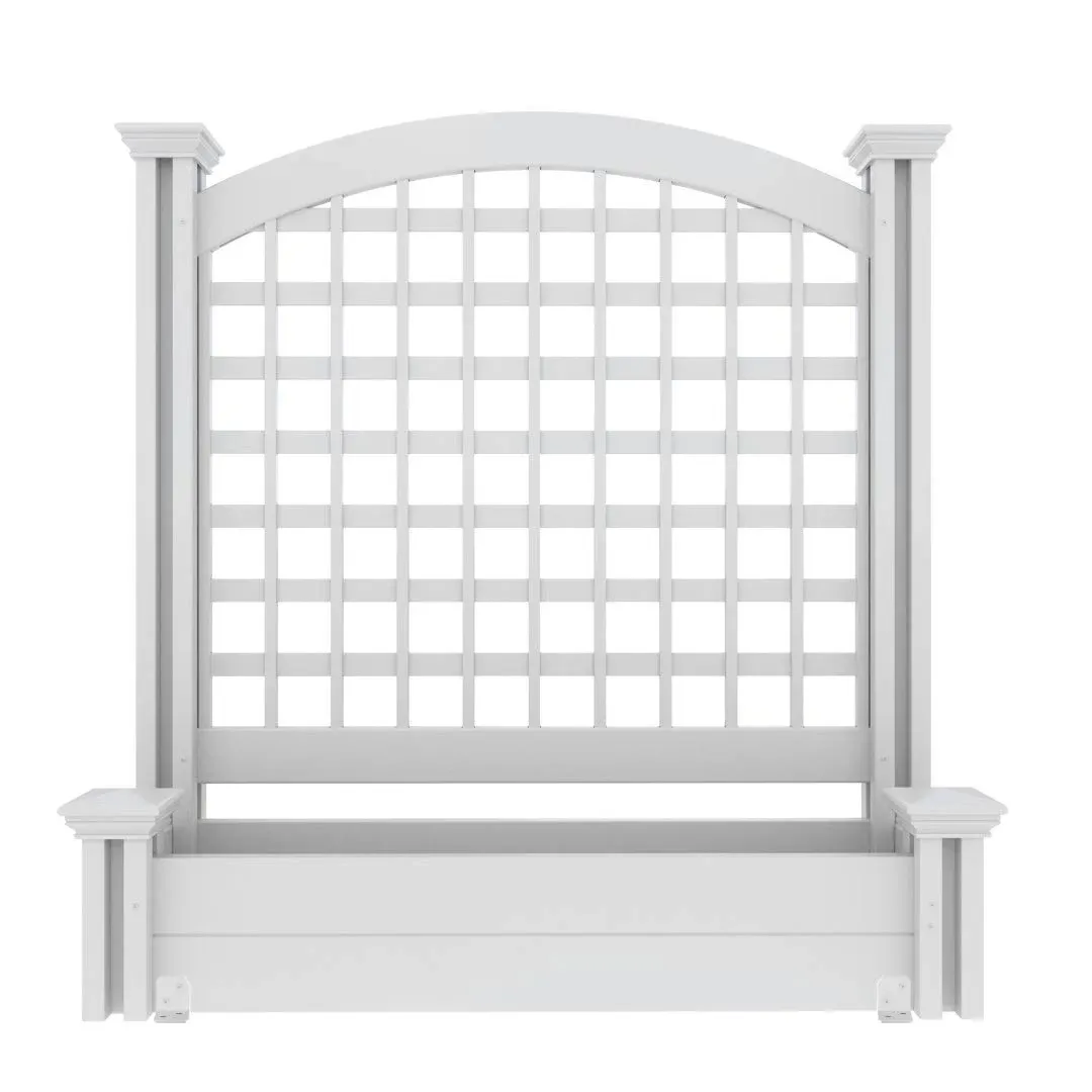 45.5in H x 42in W x 15in L (1 Screen w/Planter) Freestanding Enclo Belmont Privacy Screen with Planter Box, Outdoor White Vinyl Privacy Planter for Patio, Privacy Wall Outdoor Privacy Screen, EC18032