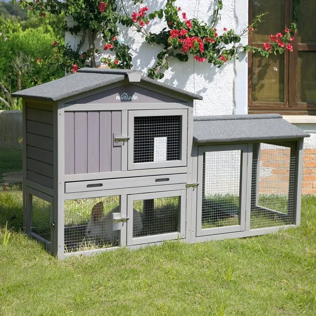 Weather Resistant Small Animal Hutch with Ramp Aivituvin