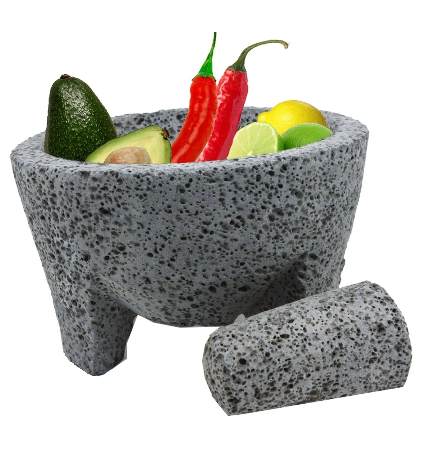 OUTASIGHT Molcajete authentic Handmade Mexican Mortar and Pestle 8.5"