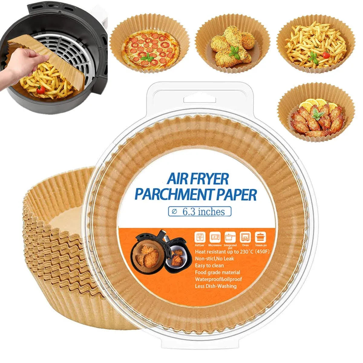 Air Fryer Disposable Paper Liners 100pcs Nonstick Oven Parchment Liners Oilproof