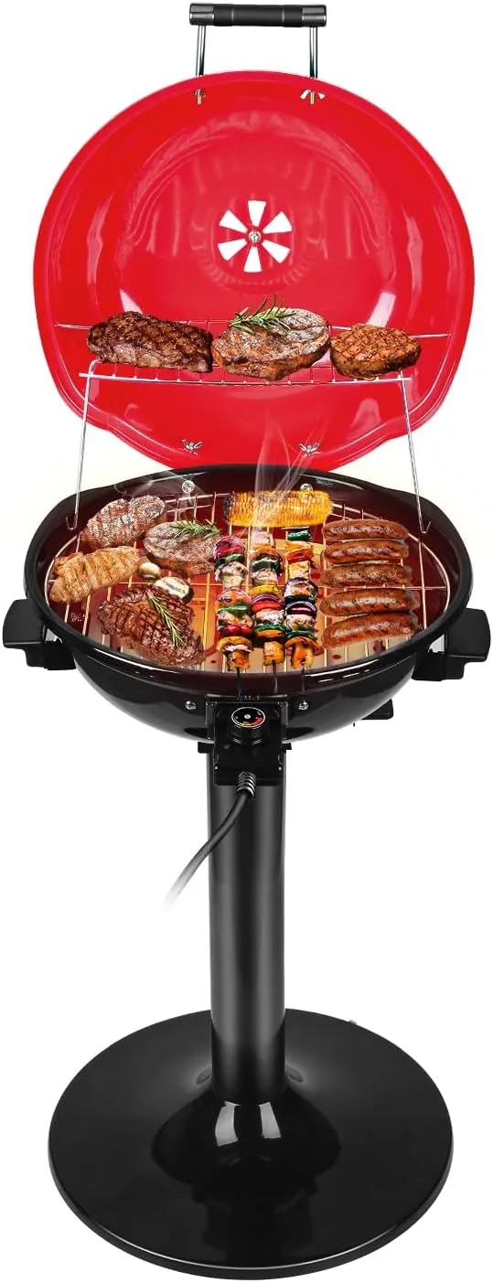 Techwood Electric BBQ Grill Techwood 15-Serving IndoorOutdoor Electric Grill for Indoor Outdoor Use, Double Layer Design, Portable Remova