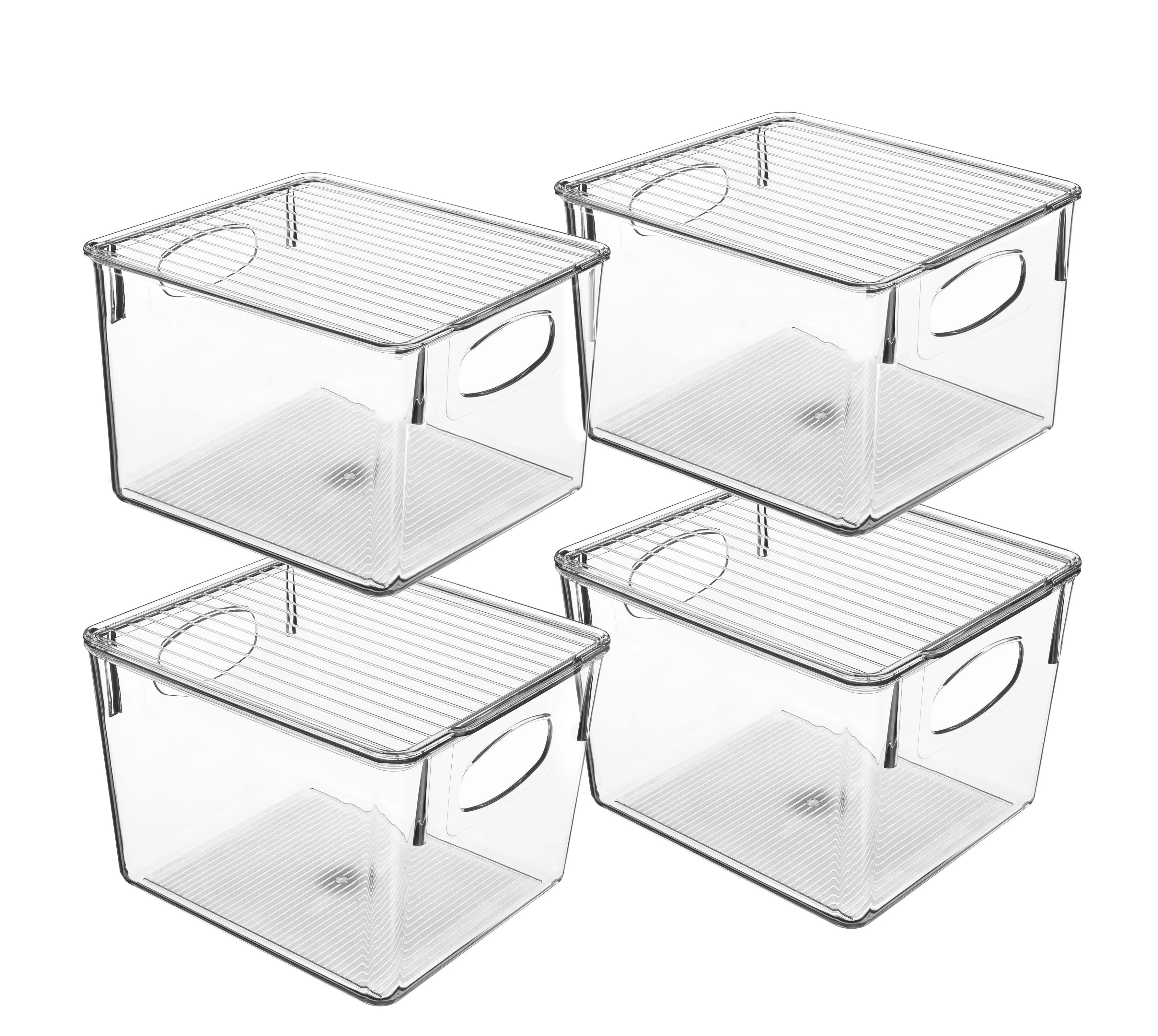 Sorbus 4 Pack Clear Fridge Bins With Handle and Lid