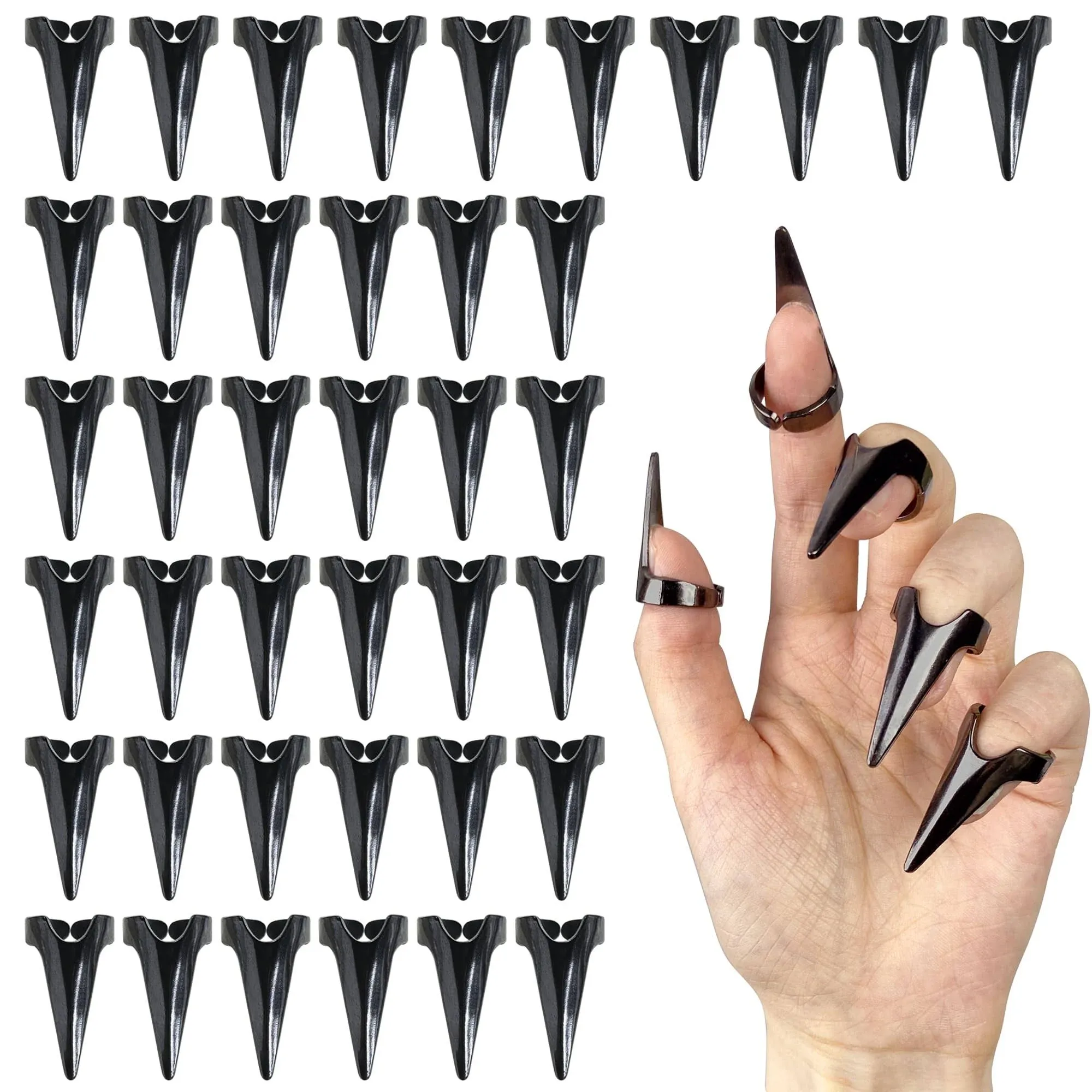 40 Pieces Full Finger Set Claws Rings Vintage Nails Metal Ring Finger Claws