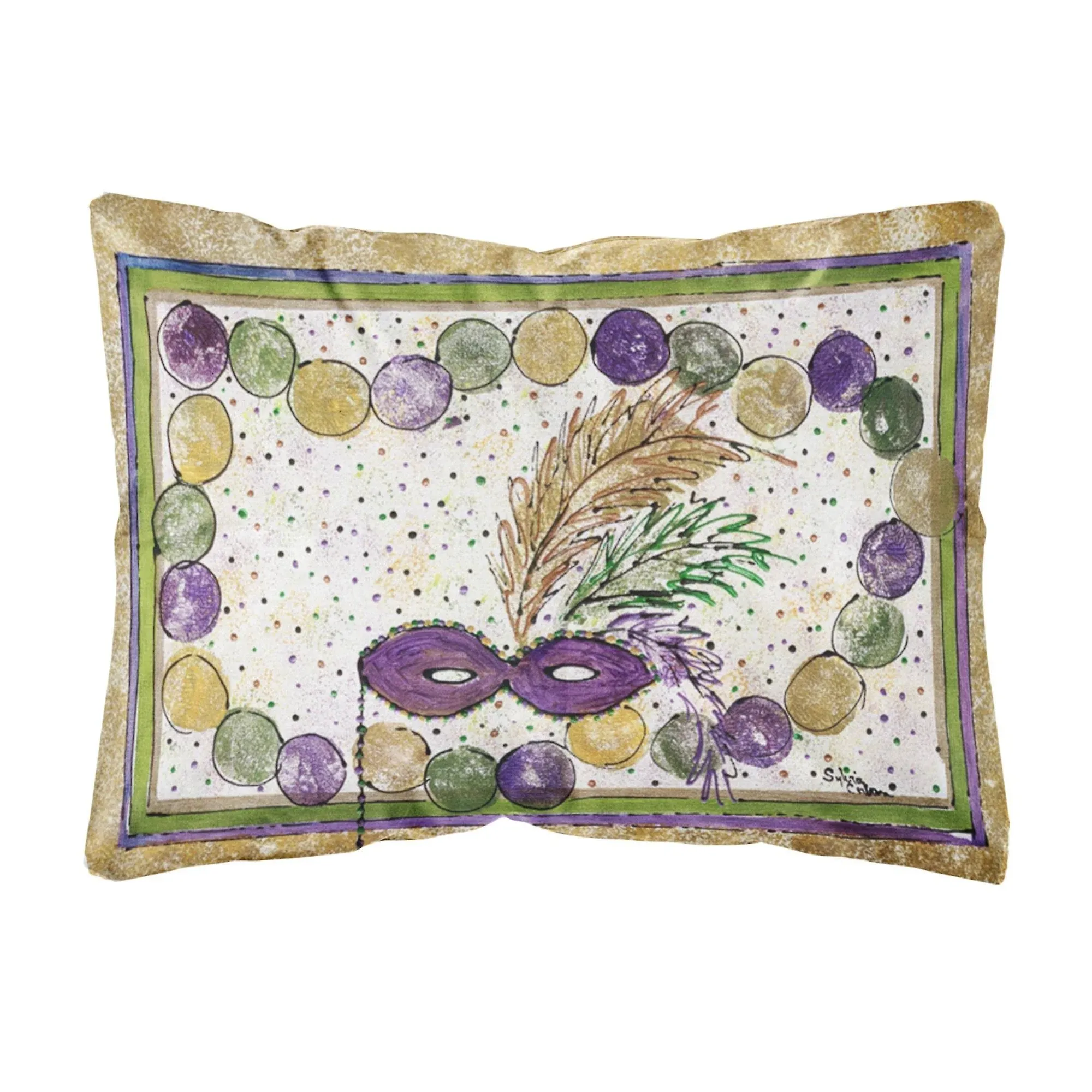 Carolines Treasures 8059PW1216 Mardi Gras Beads Indoor & Outdoor Decorative Fabric Pillow - 12 x 16 in.