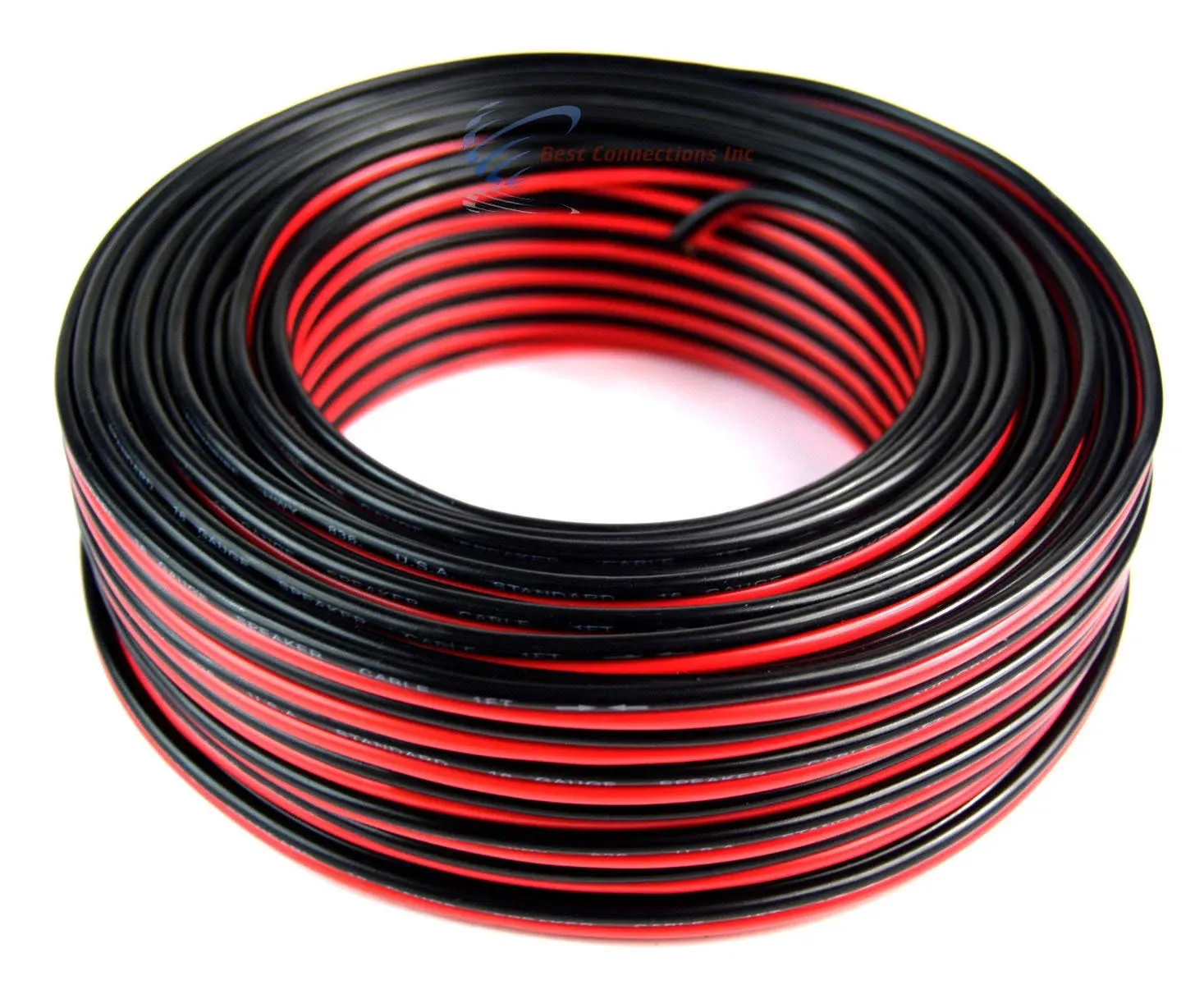 100 Feet 16 Gauge 2 Conductors Red Black Wire with Fire Resistant CL2 White New