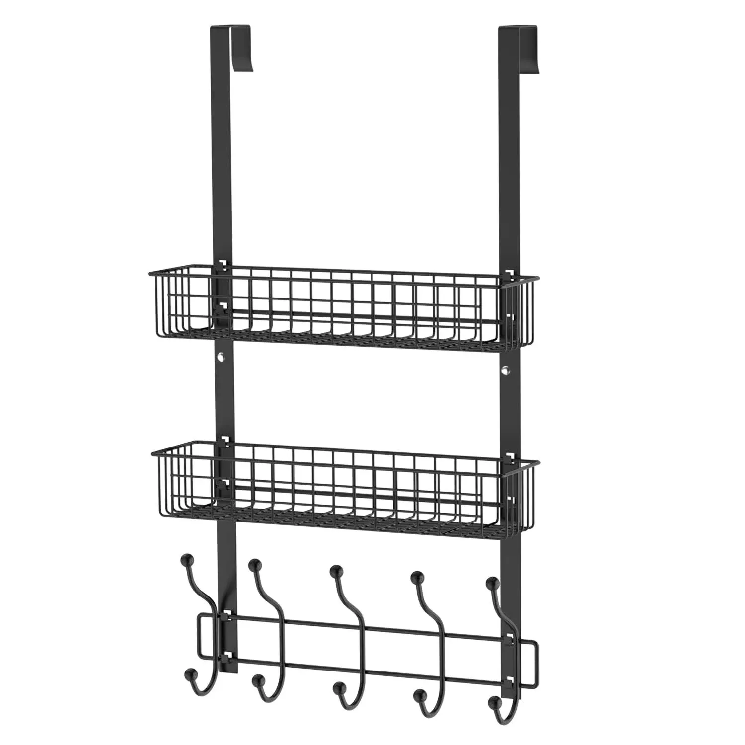 MILIJIA Coat Rack, Over The Door Hanger with Mesh Basket, Detachable Storage ...