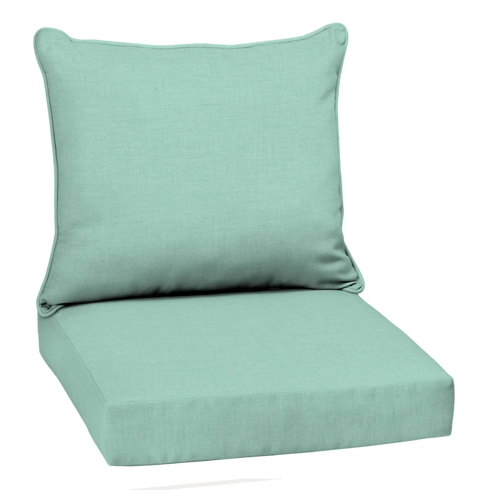 Arden Selections Outdoor Deep Seating Cushion Set, 24 x 22, Water Repellent, Fade Resistant, Deep Seat Bottom and Back Cushion for Chair, Sofa, and Couch 24 x 22, Aqua Leala