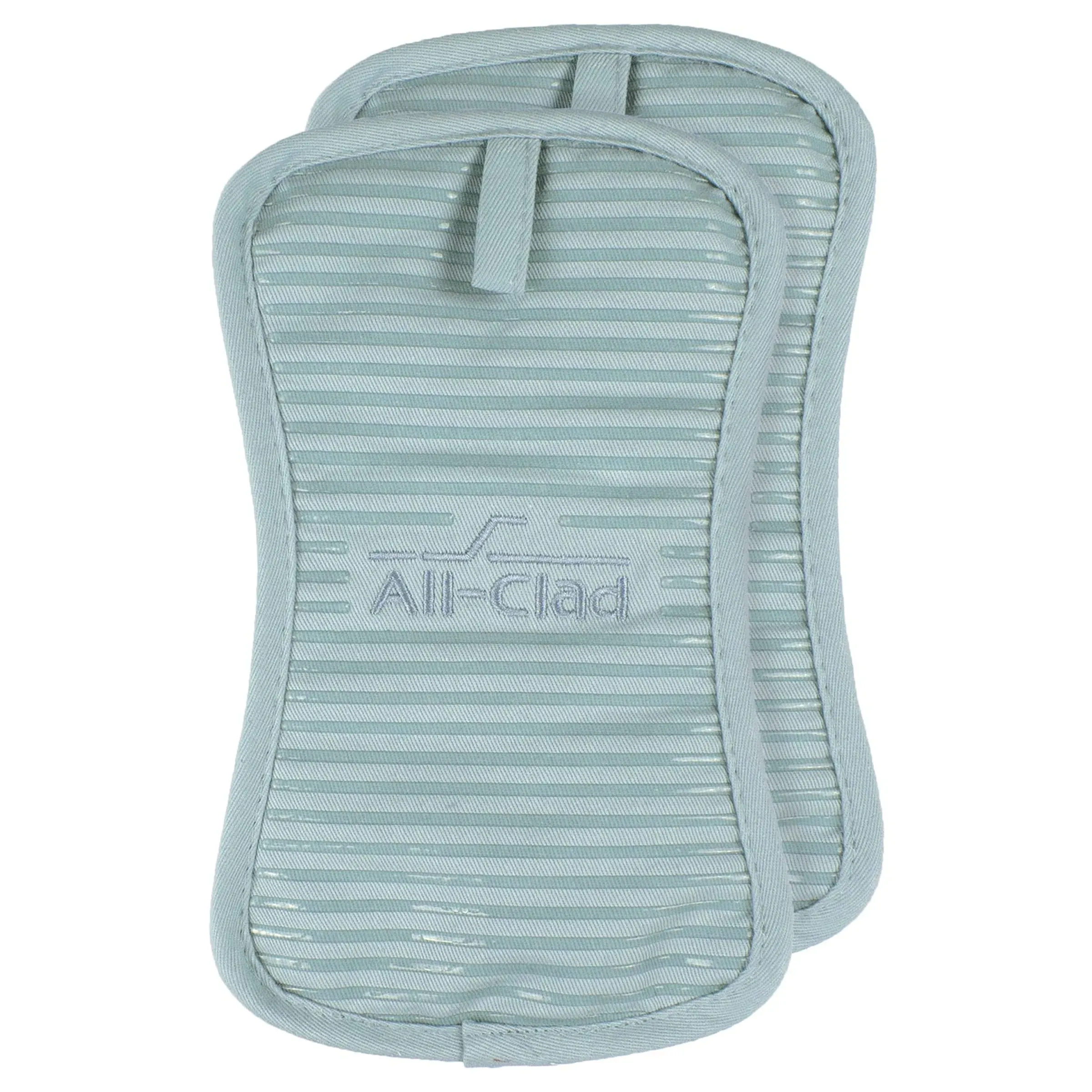 All-Clad Ribbed Silicone Cotton Twill Pot Holder, Set of 2 - Rainfall