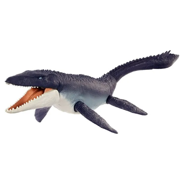 Jurassic World Dominion Ocean Protector Mosasaurus Dinosaur Action Figure from 1 Pound of Recycled Plastic, Movable Joints, Toy Gift with Physical and Digital Play 