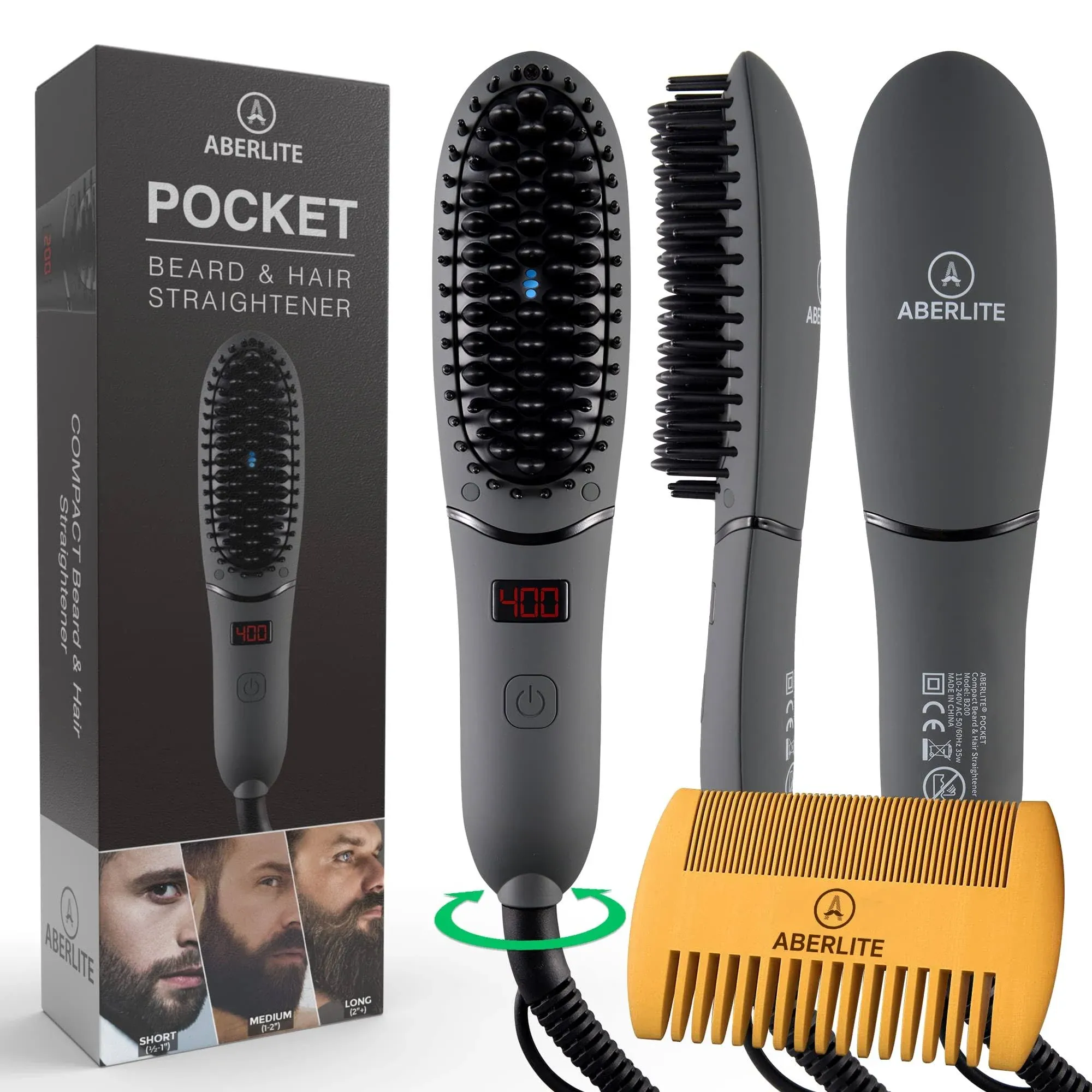 Aberlite Pocket - Compact Beard Straightener for Men - for Short Beard & Long ...