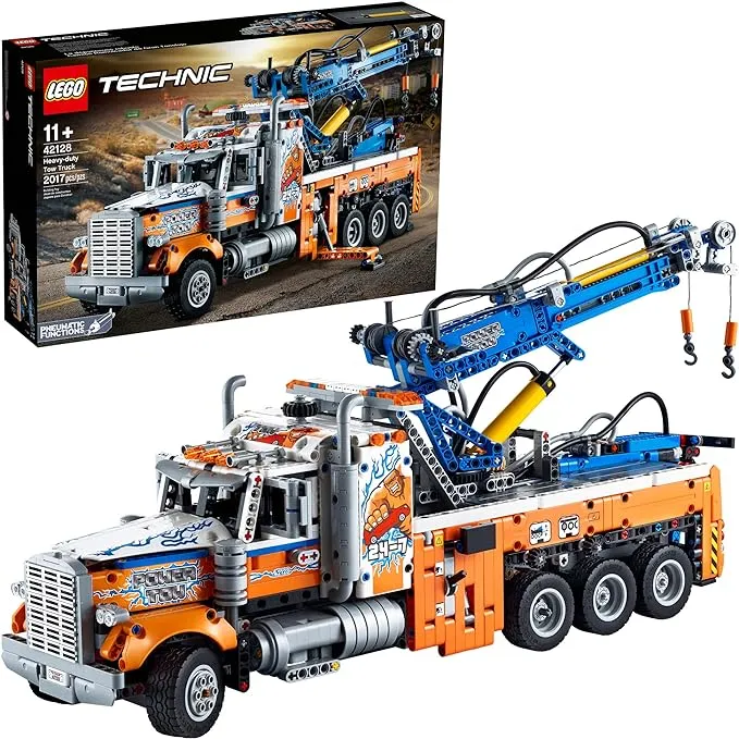 LEGO Technic Heavy-Duty Tow Truck 42128 with Crane Toy Model Building Set, Engineering for Kids Series 