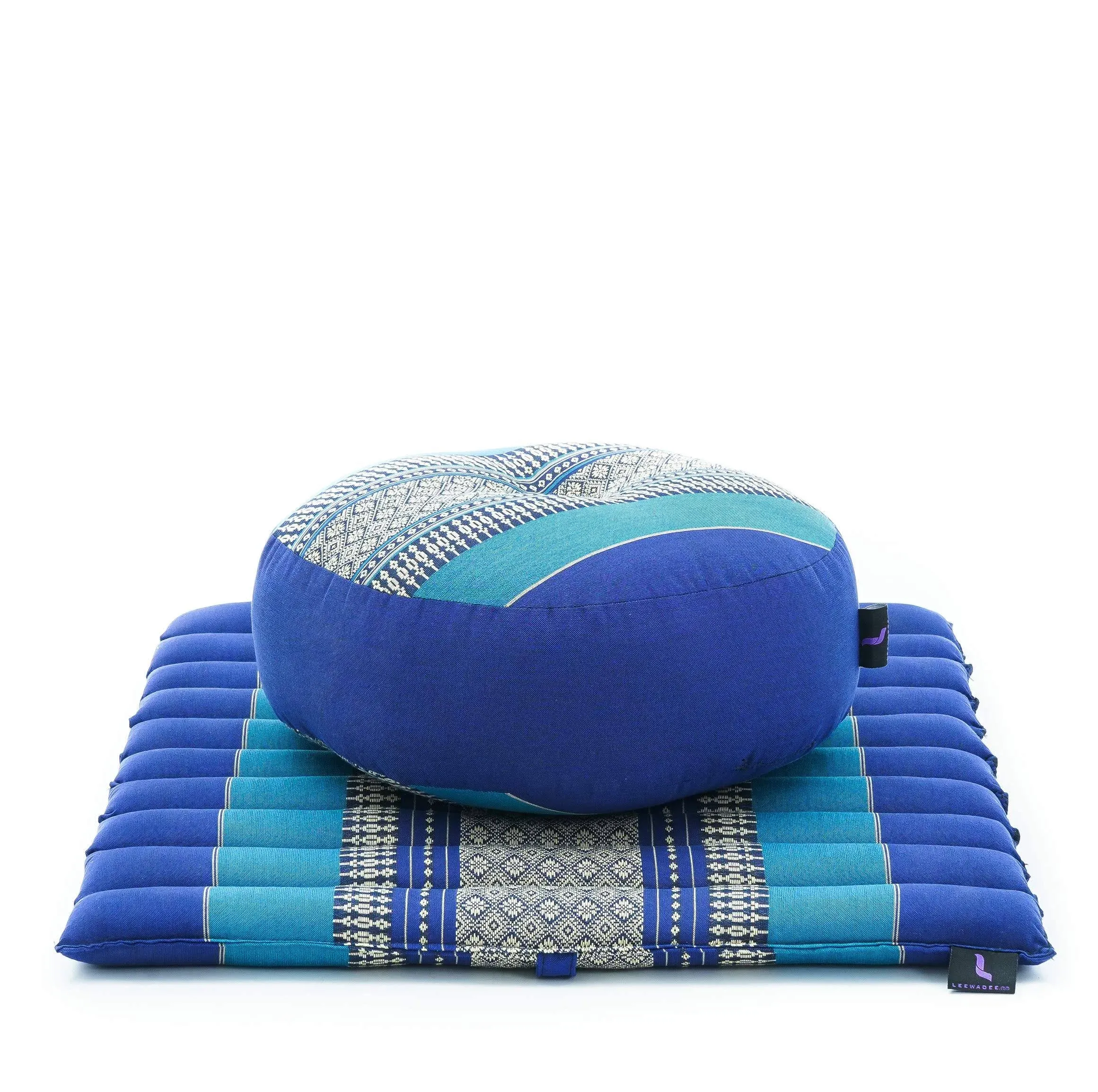 Leewadee Meditation Cushion Set – 1 Small Zafu Yoga Pillow and 1 Small Roll-Up Zabuton Mat Filled with Kapok