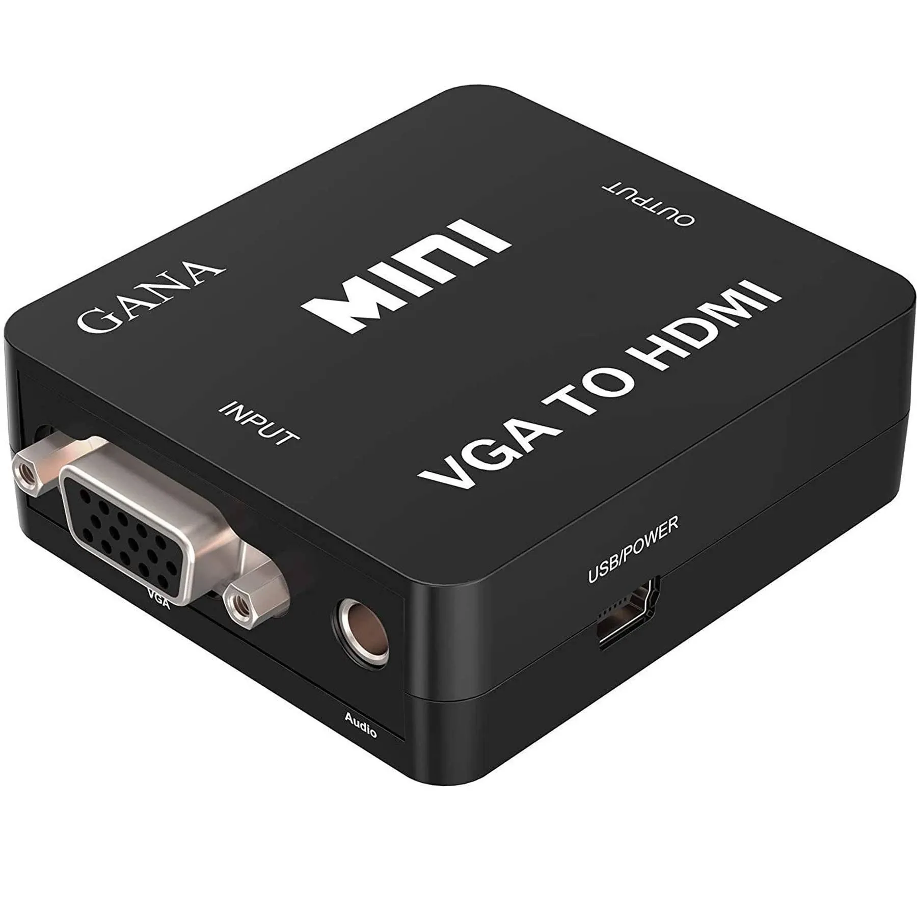 GANA VGA to HDMI Adapter, Mini Vga Adapter Box Steadily Convert Full HD Audio Video Below 1080P from VGA to HDMI, Support HDTV PC Laptop Monitor Computer Mac Projector