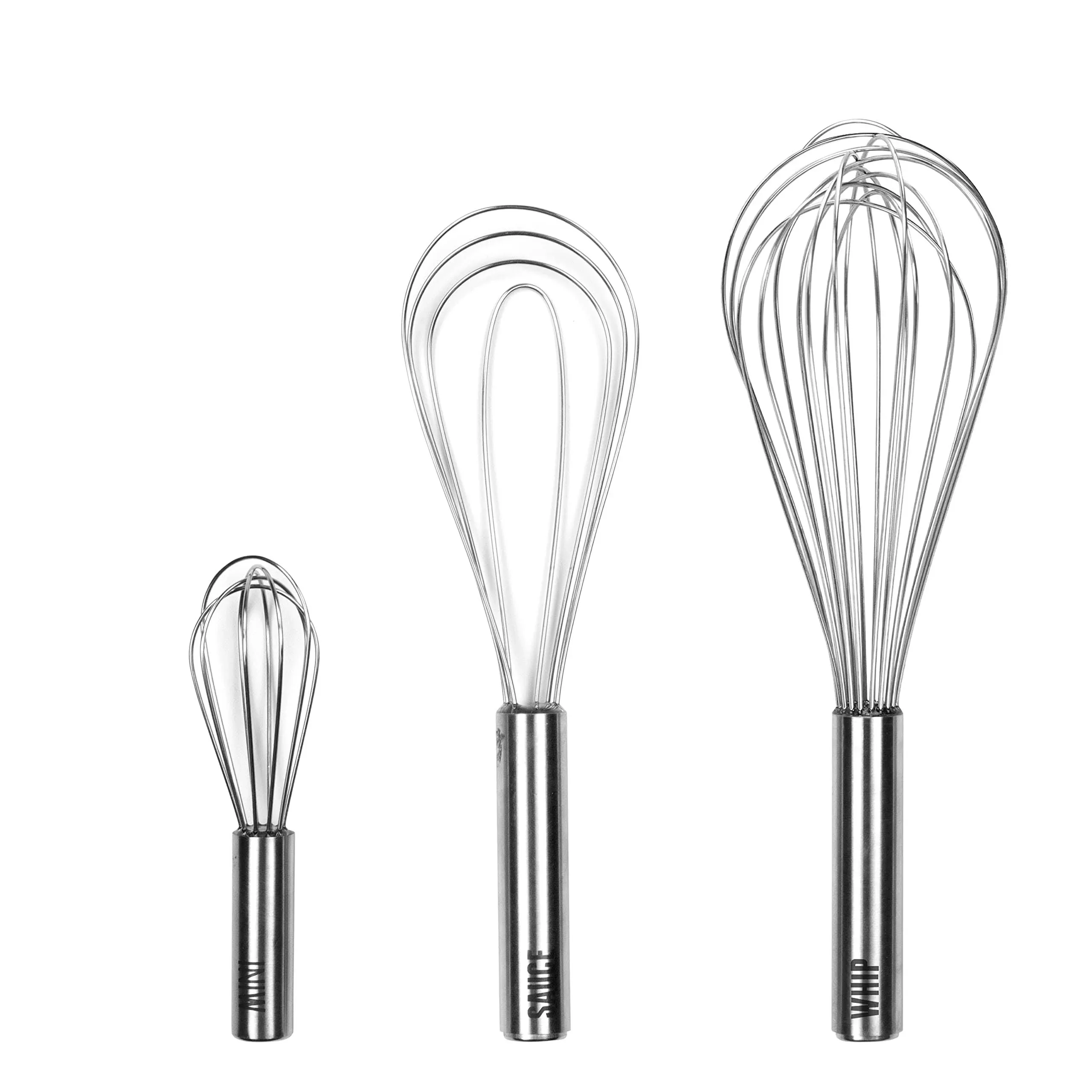 Stainless Steel Whisk Set, 6", 10" & 11" - Kitchen Classic Whisks for Cooking, Blending, Mixing, Stirring, Whipping & Beating - Whisking Tool as Frother & Stirrer - Dishwasher Safe - Set of 3