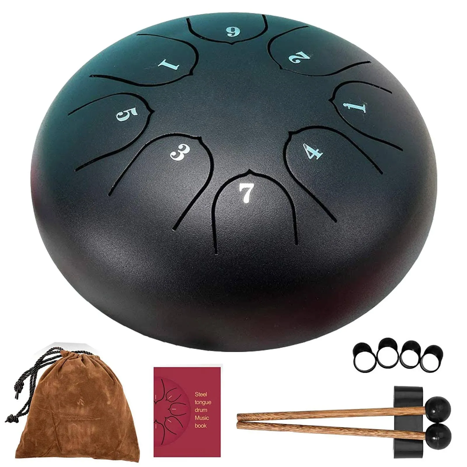 Tongue Drum, Upgraded Steel Tongue Drum 8 Notes 6 Inch, Professional Steel Drum C-Key, Worry Free Drum (Black) for Beginner Adult Kids