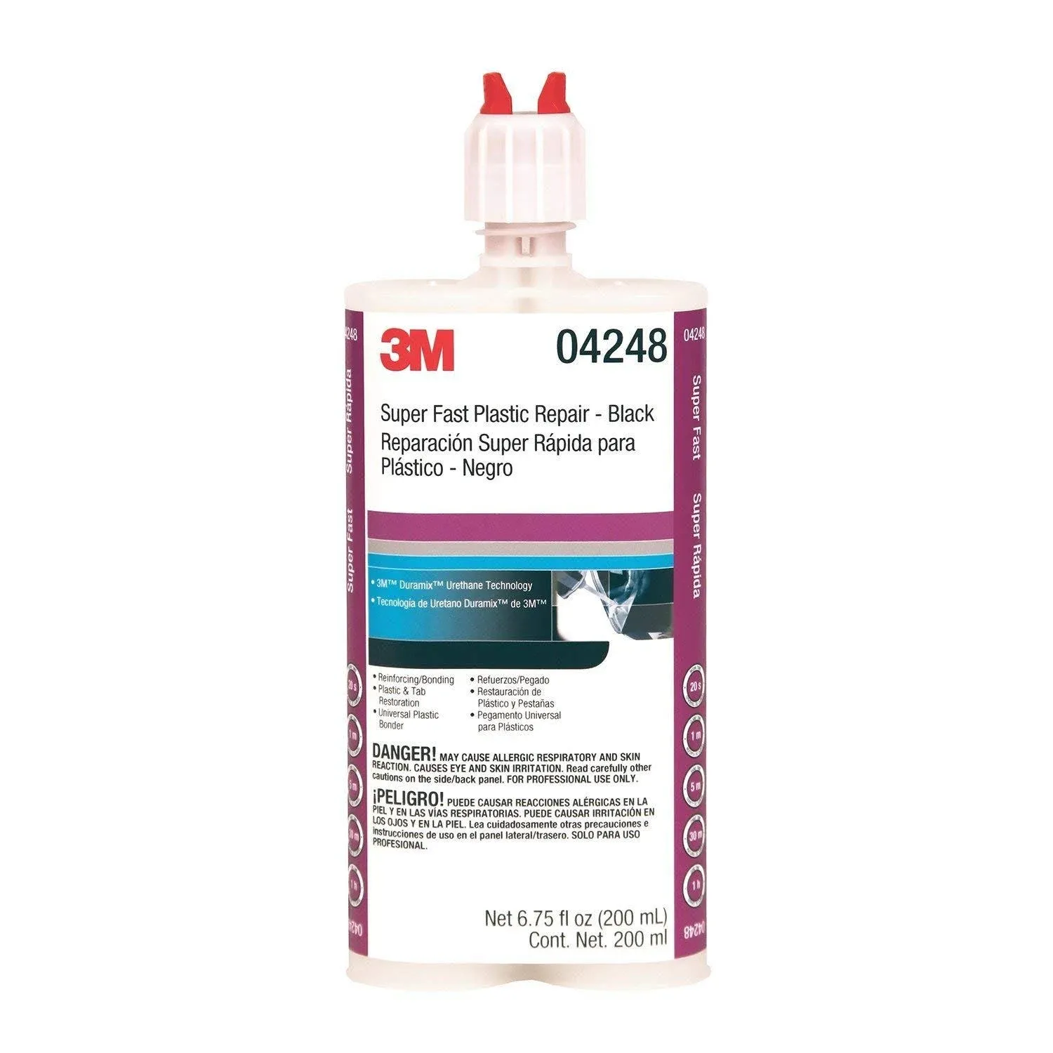 3M - 04248-6PK Super-Fast Repair Adhesive, 04248, Black, 200 mL Cartridge