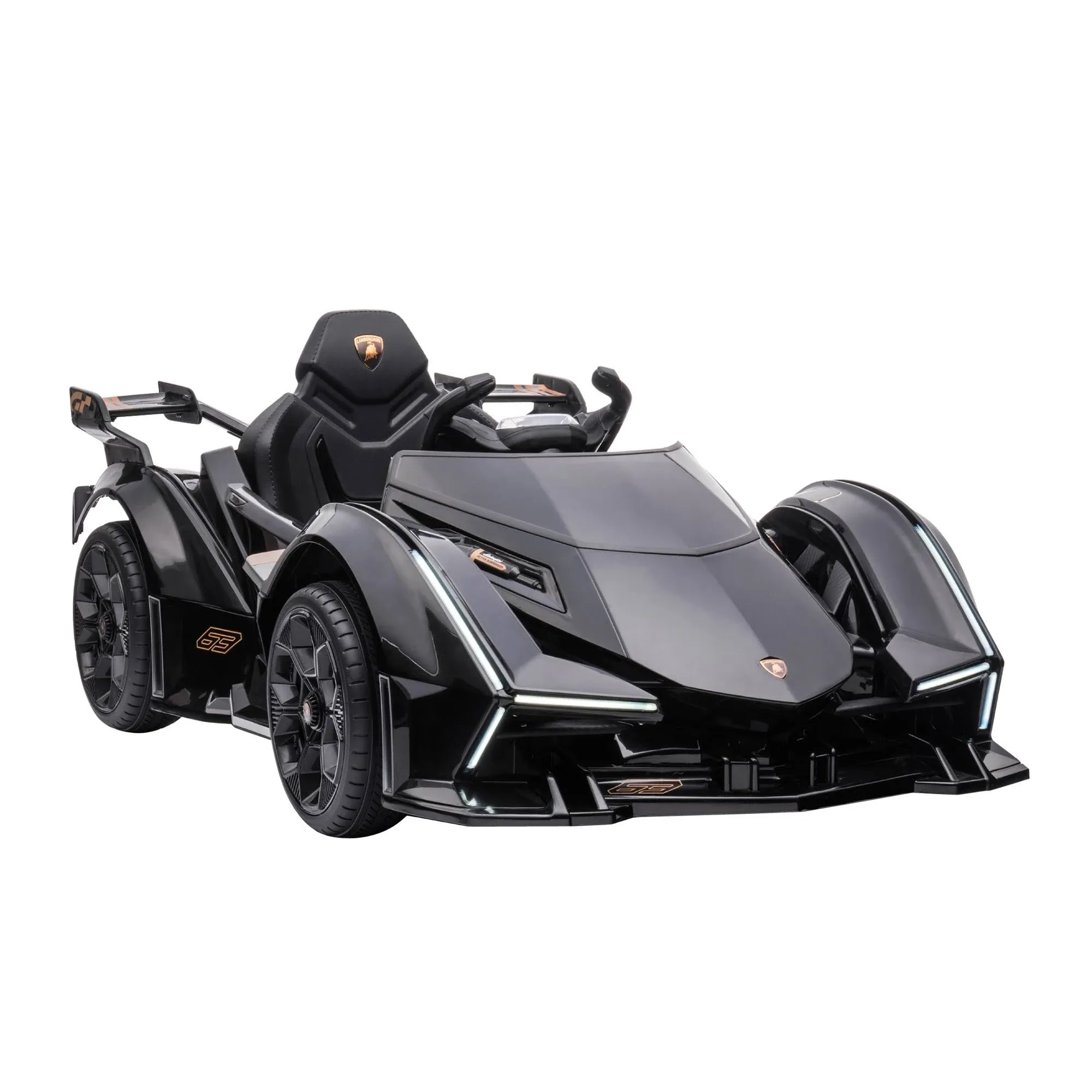 Aosom 12V Electric Ride-on Car, Licensed Lamborghini V12 Vision Gran Turismo Battery-Powered Ride-on Toy with Remote Control, Bluetooth, Music, LED Lights, for 3-6 Year Old Boys and Girls, Black