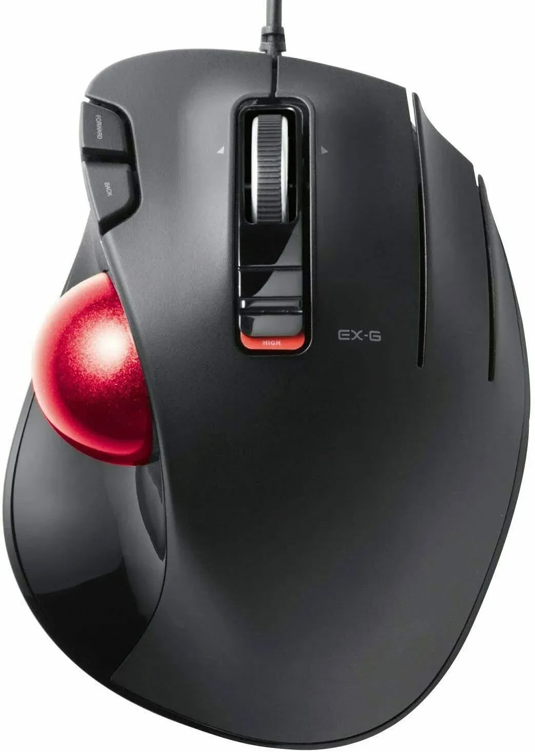 ELECOM EX-G Wired Trackball Mouse, Ergonomic Thumb Control, Smooth Tracking Roller Ball, 5 Programmable Buttons, Tilt Scroll, Computer Mice for PC Mac