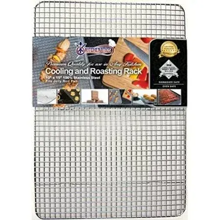 KITCHENATICS Jelly Roll Cooling Rack for Baking, Heavy-Duty Stainless Steel Baking Rack, Oven Safe Rack for Cooking, Food-Safe Bacon Rack, Cookie Cooling Rack Fits Jelly Roll Sheet Pan 10" x15" IN