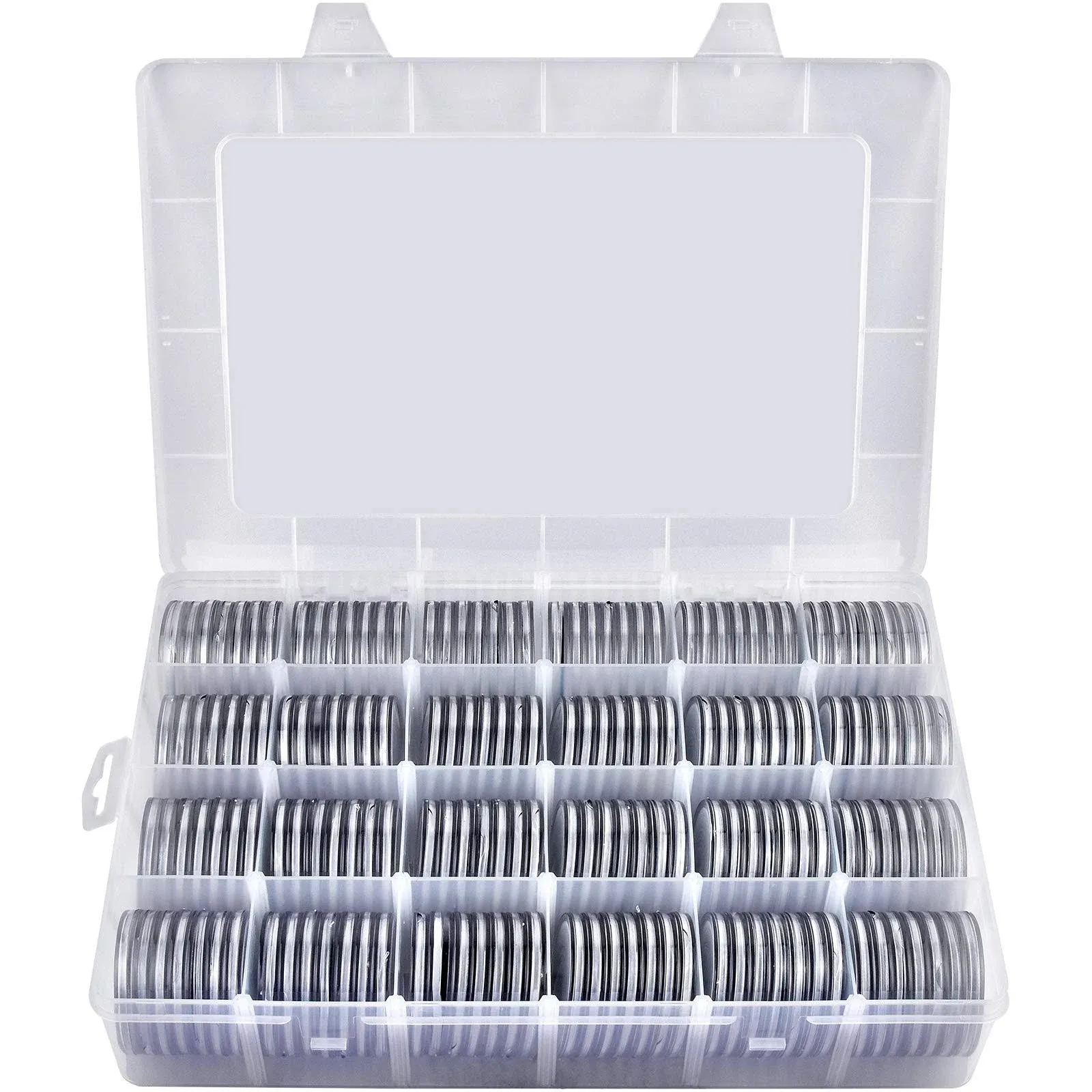 168 Pieces 46mm Coin Capsules with Foam Gasket and Plastic Storage Organizer Box