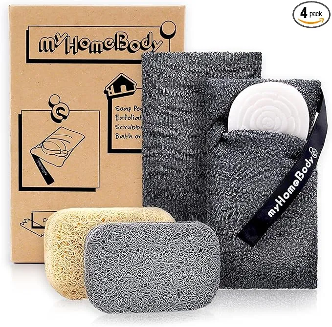 myHomeBody Soap Saver Pouch | Exfoliating Sponge Soap Pocket Body Exfoliator Sponges for Bath or Shower | Body Scrubber for Large Bar Soap or Leftover Soap Bits