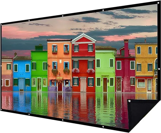 NIERBO 150 inch 16:9 Double Layer Projection Screen, Polyester Material, 1.5 Gain, Front Projection, Portable Indoor/Outdoor Movie Screen with Easy Installation Kit