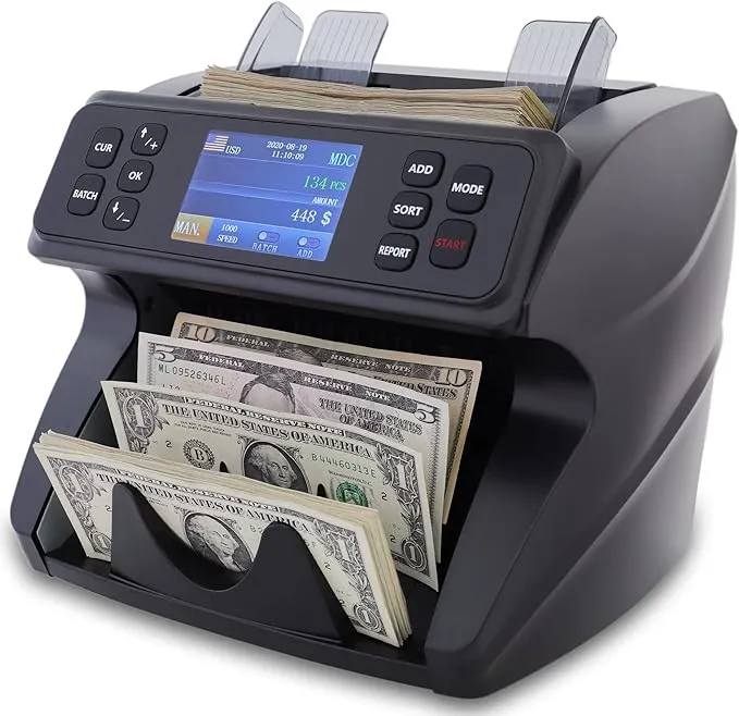 Spark Money Counter Machine Mixed Denomination, Multi Currency DT600 Bank Grade Bill Counter Machine, Serial Nb, 2CIS/UV/MG Counterfeit Detection, Cash Counter, Value Counting & Print