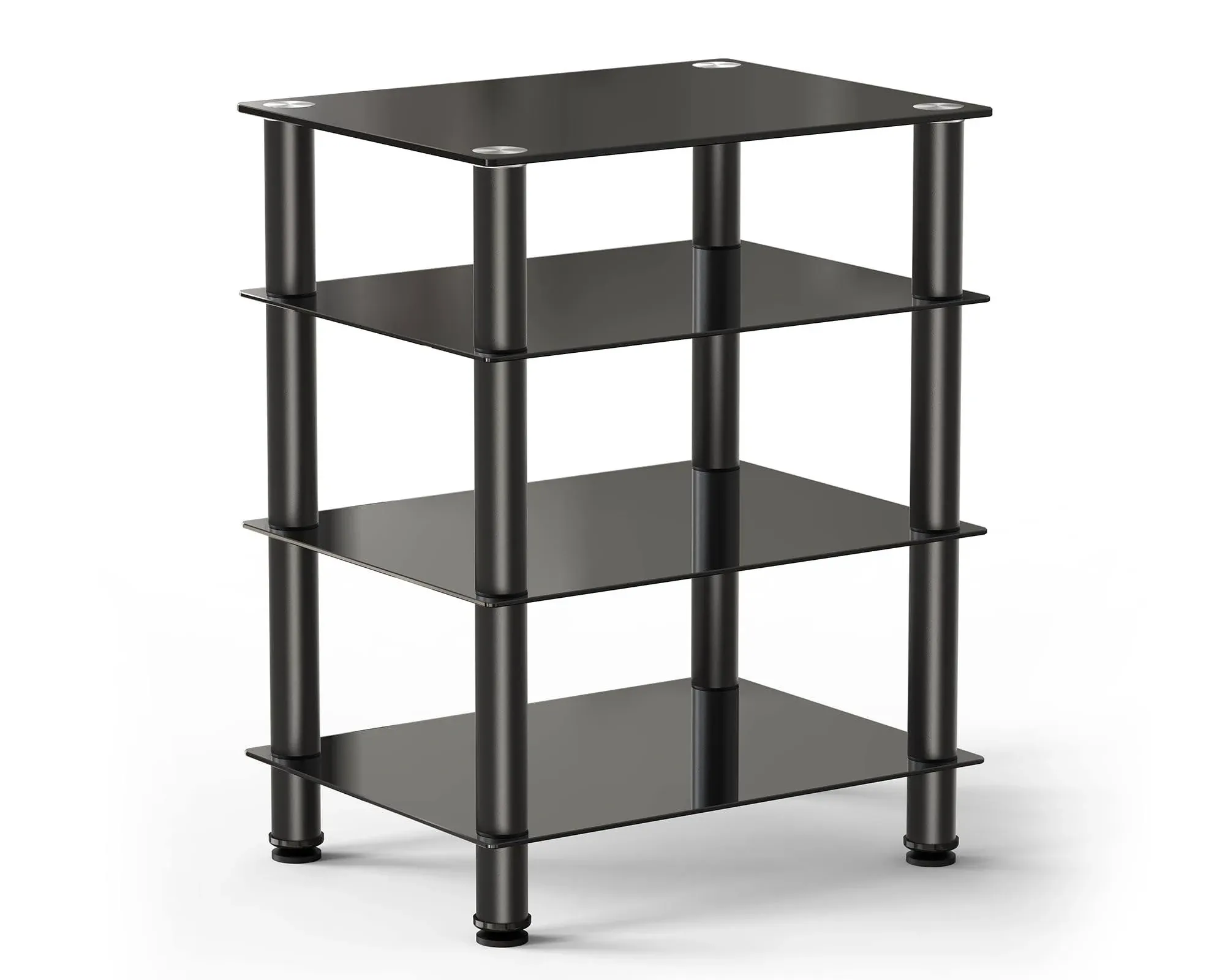 Mount-It! AV Tempered Glass Media Stand Four-Tiered Shelves