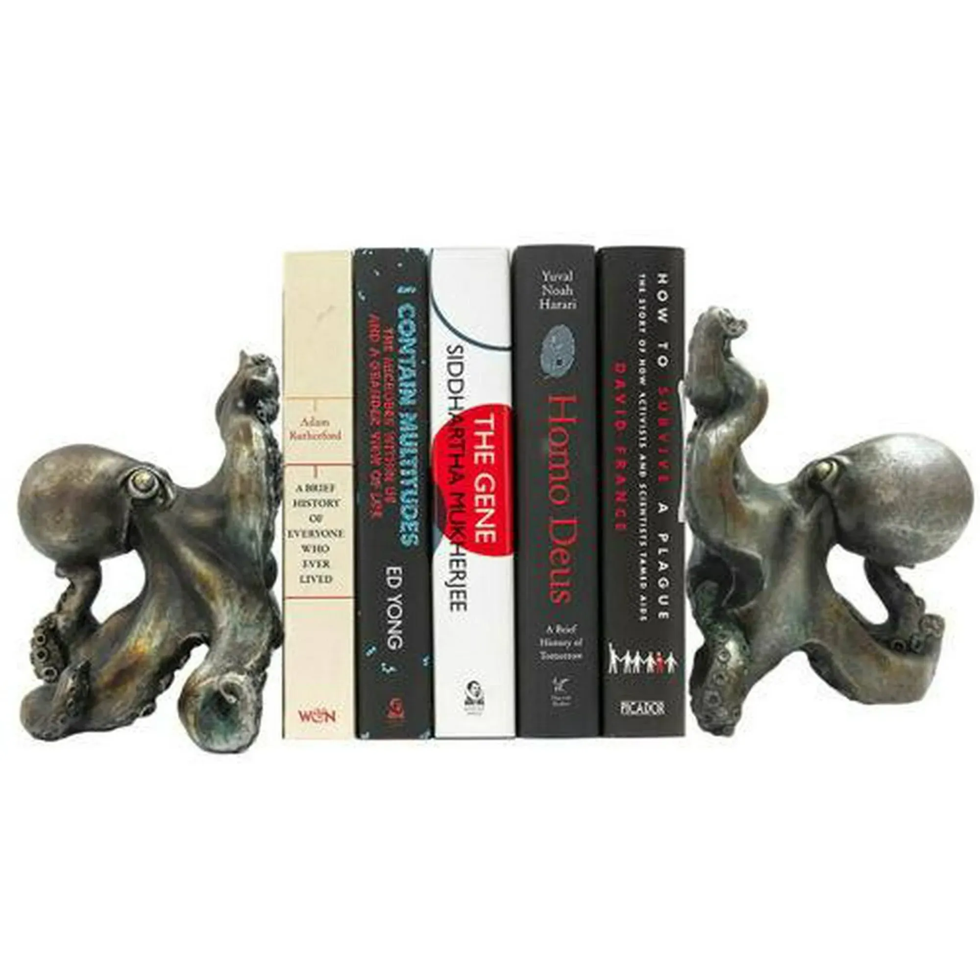 Ebros Nautical Coastal Sea Monster Octopus Bookends Set Statue in Faded Bronze ...