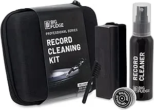 Big Fudge Professional Series Vinyl Record Cleaning Kit - 5-in-1- Includes Velvet Vinyl Cleaner Brush, Cleaning Fluid, Stylus Gel, Brush for Velvet, Padded Storage Case