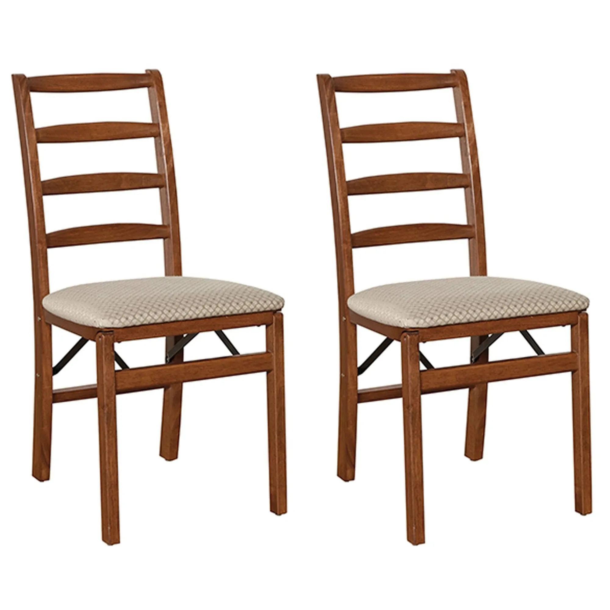 Stakmore Shaker Ladderback Upholstered Seat Folding Chairs