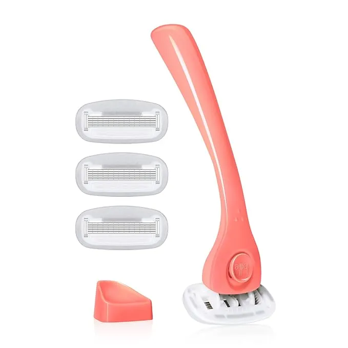 Billie Razors for Women Shave Kit – Women’s Razor + 4 x 5-Blade Razor Refills + Magnetic Holder – Coral