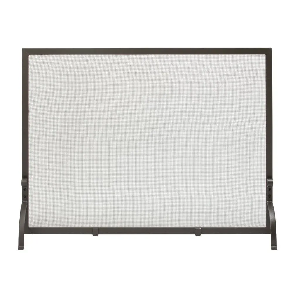 , S-1154, Large Single Panel Olde World Iron Finish Fireplace Screen