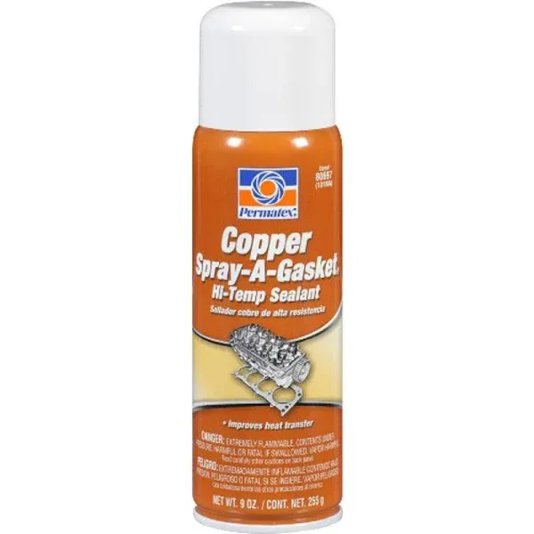 Permatex 80697 Copper Spray-A-Gasket Hi-Temp Adhesive Sealant, 9 oz. net Aerosol Can , Orange