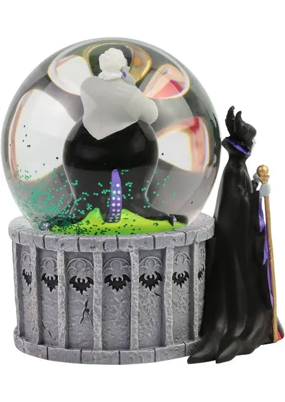 Department 56 Disney Villains Ursula, Maleficent and Evil Queen Lit Waterglobe Waterball, 5.91 Inch, Multicolor