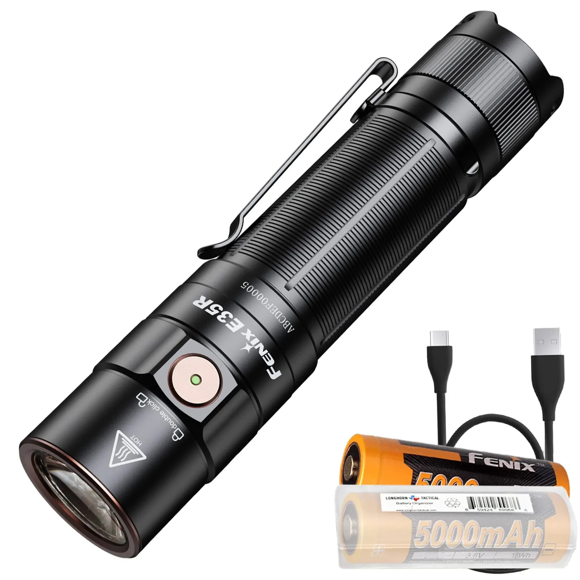 Fenix Dual Battery Bundle E35R EDC Flashlight, 3100 Lumens USB-C Rechargeable High Lumen Performance Flashlight with Extra ARB-L21-5000 and LumenTac Battery CaseFenix Dual Battery Bundle E35R EDC Flashlight, 3100 L…