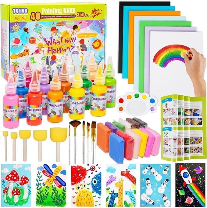 Arts and Crafts for Kids - 40 Creative Painting Arts 350+pcs Painting Kits Ages 5-10 Year Old Girls & Boys - Art Supplies Set - Gift Ideas for Drawing Beginners Activity Toys