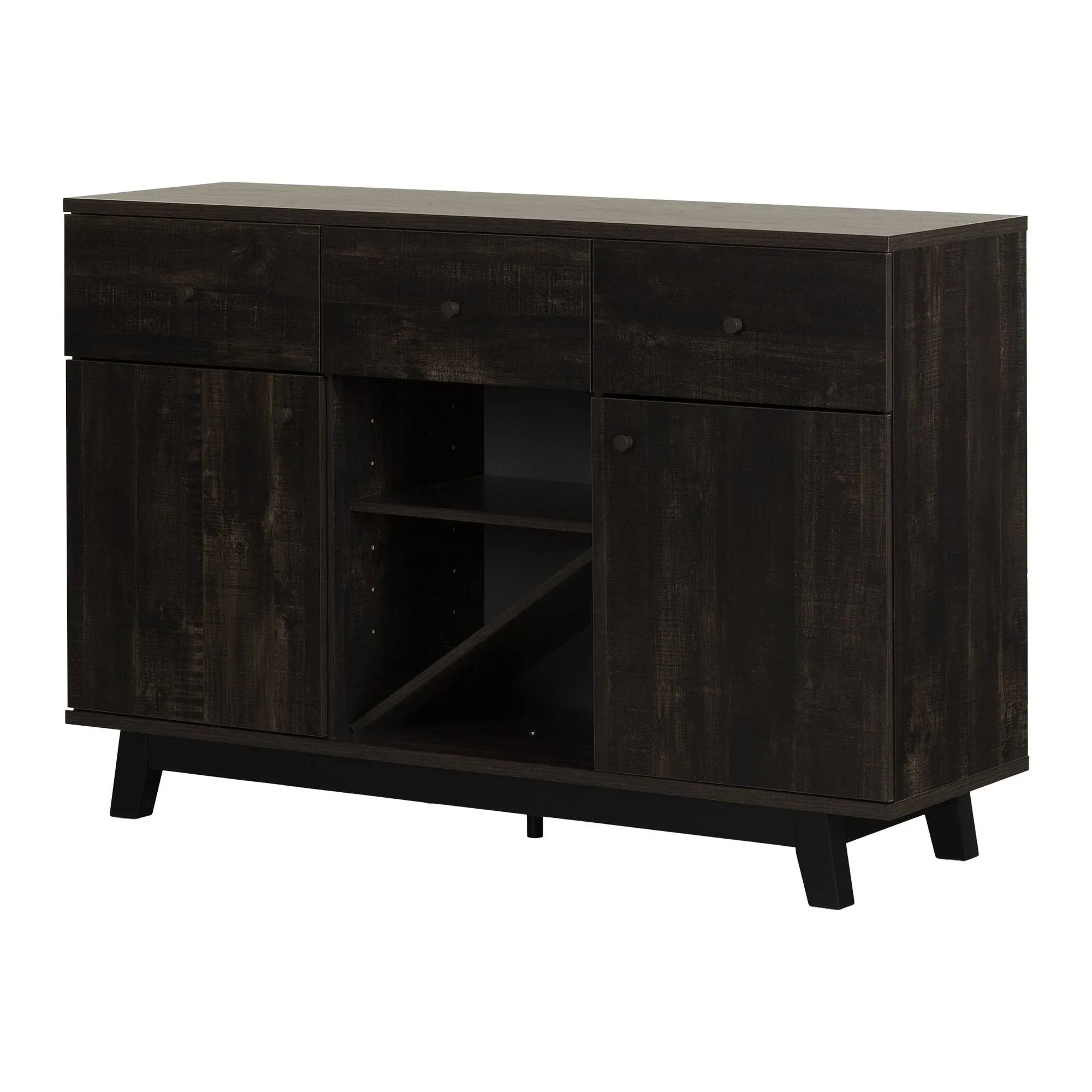 South Shore Bellami Buffet with Wine Storage, Rubbed Black