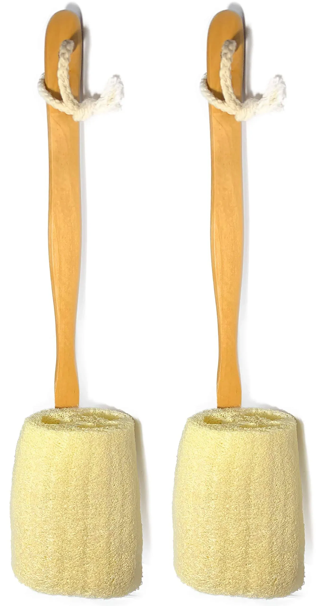 2 Pack Natural Exfoliating Loofah luffa loofa Bath Brush On a Stick - with Lo