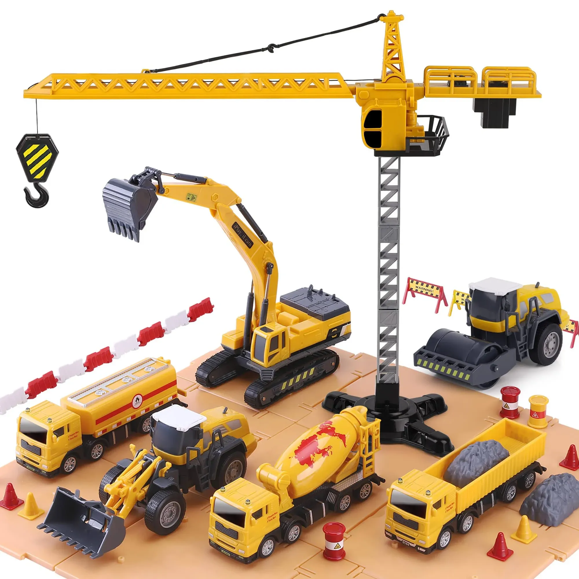 iPlay, iLearn Construction Site Vehicles Toy Set Kids Engineering Playset NEW