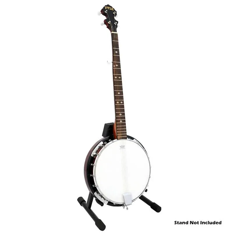 Pyle PBJ60 - 5-String Banjo with White Jade Tune Pegs & Rosewood Fretboard, Brown