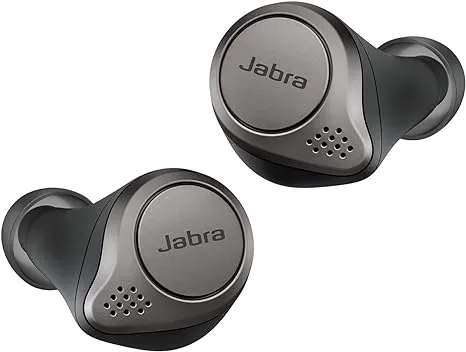 Jabra Auriculares Elite 75t, verdaderos auriculares inalámbricos con funda de carga, negro titanio, auriculares Bluetooth con cancelación activa de ruido con un ajuste cómodo, seguro, larga duración de la batería, gran sonido