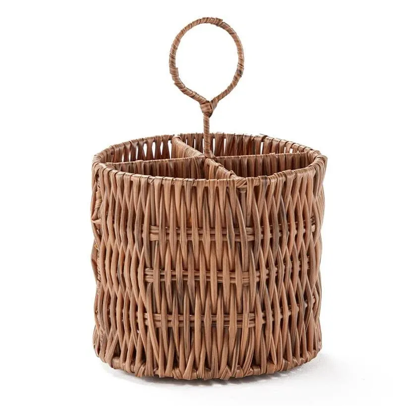 Round Woven Basket - Wicker Fruit Basket or Display Piece - Country Rustic Decor